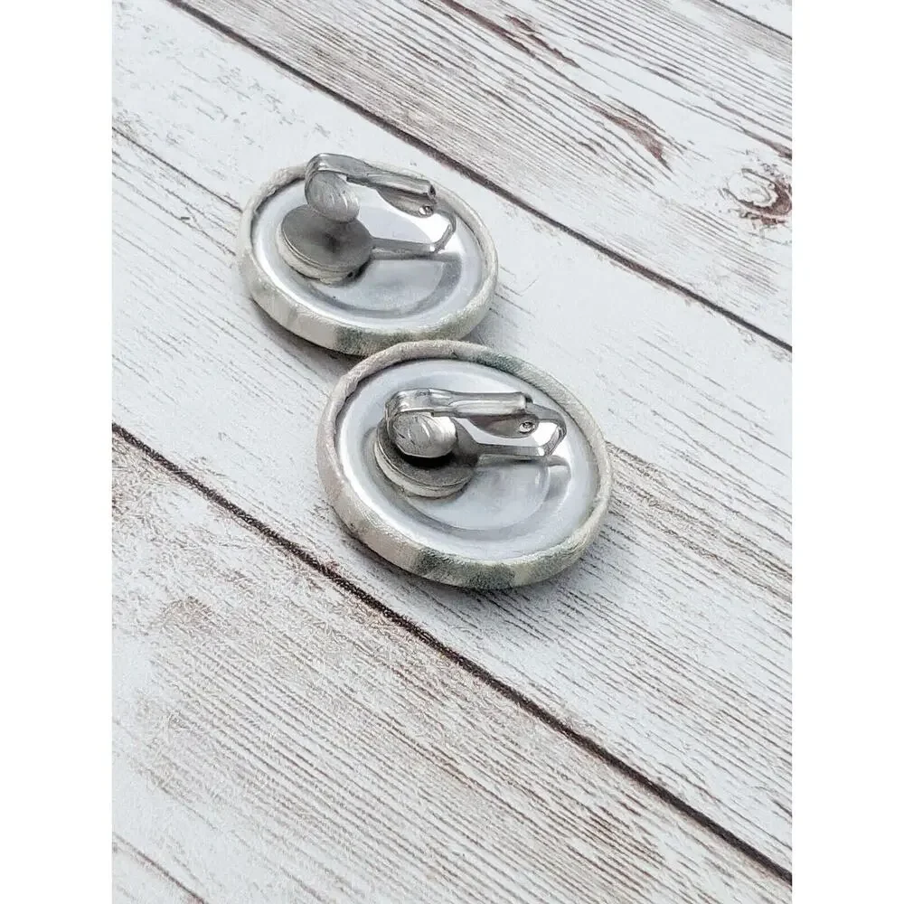 Vintage Clip On Earrings - Fabric Button Style 1 & 1/8